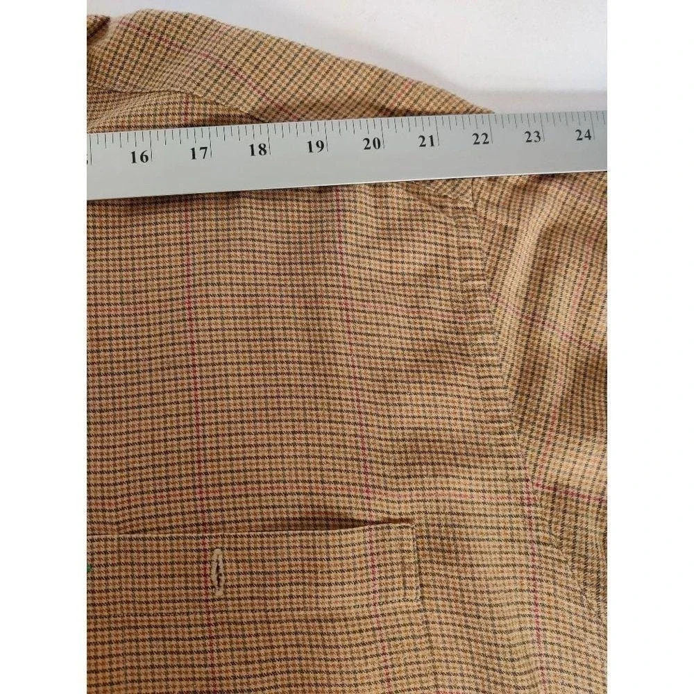 Vtg. Men Tommy Hilfiger Button Down Shirt Large Long Sleeve Plaid Brown Red